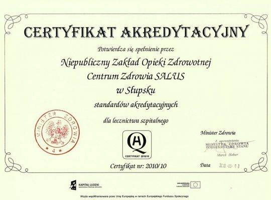 Certyfikat akredytacyjny 2010/10